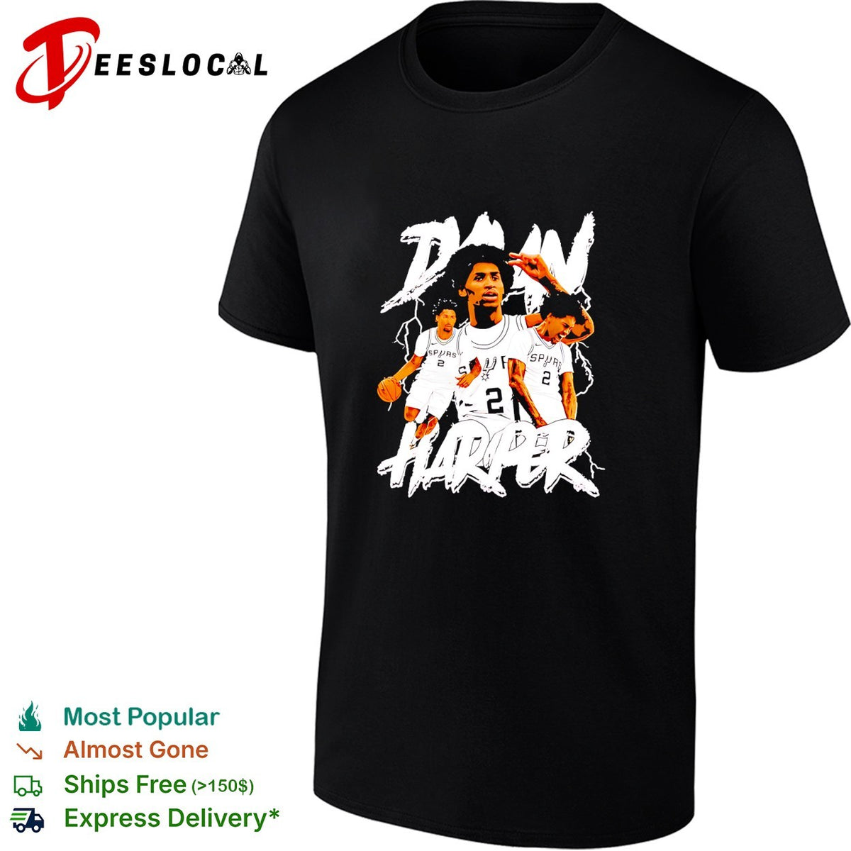 Devin Vassell San Antonio Spurs NBA Deon Harper lightning graphic shirt