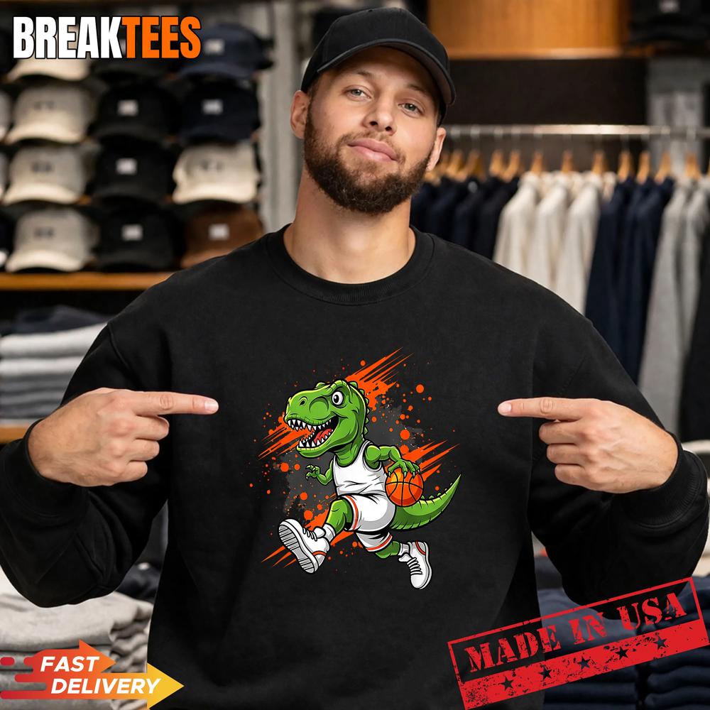 Dinosaur Playing Basketball Funny Animals Lover Shirt