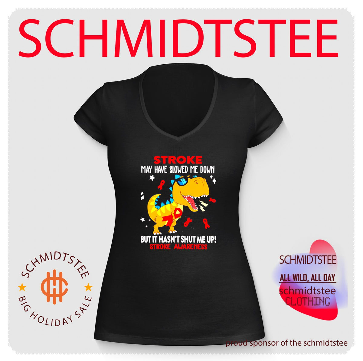 Dinosaurs stroke may have slowed me down but it hasn’t shut me up stroke awareness shirt