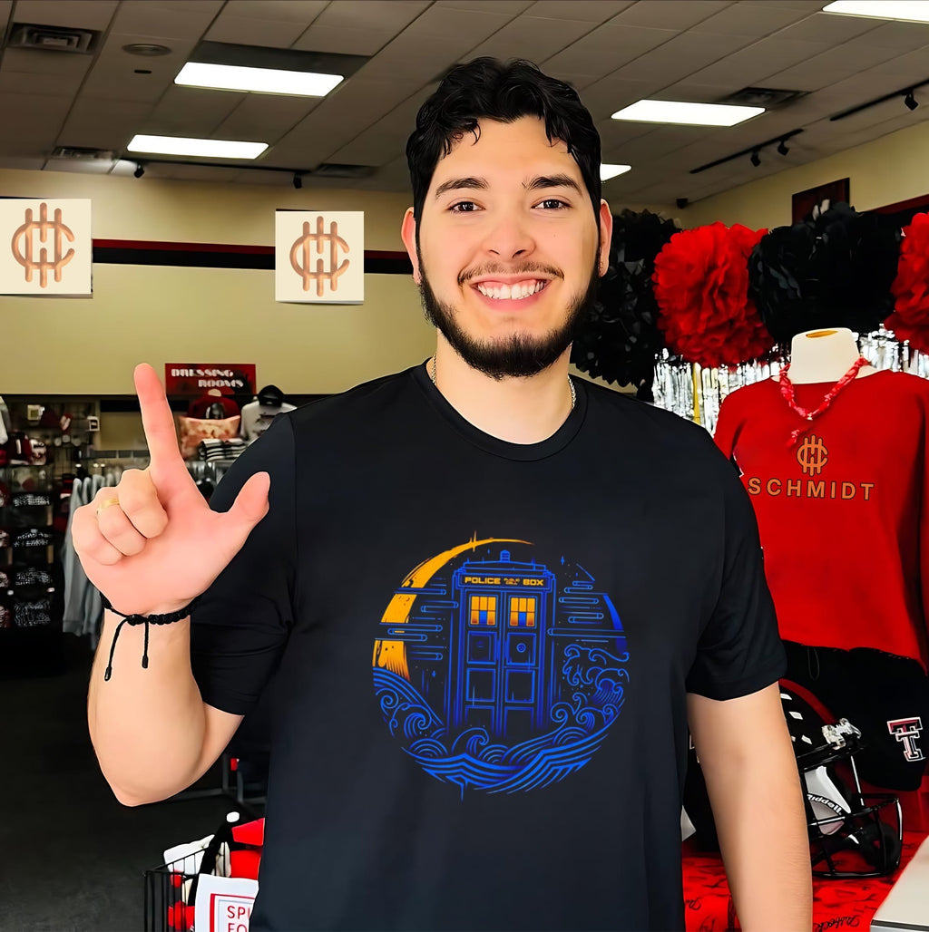 Doctor Who TARDIS Japanese Wave Art sci-fi shirt