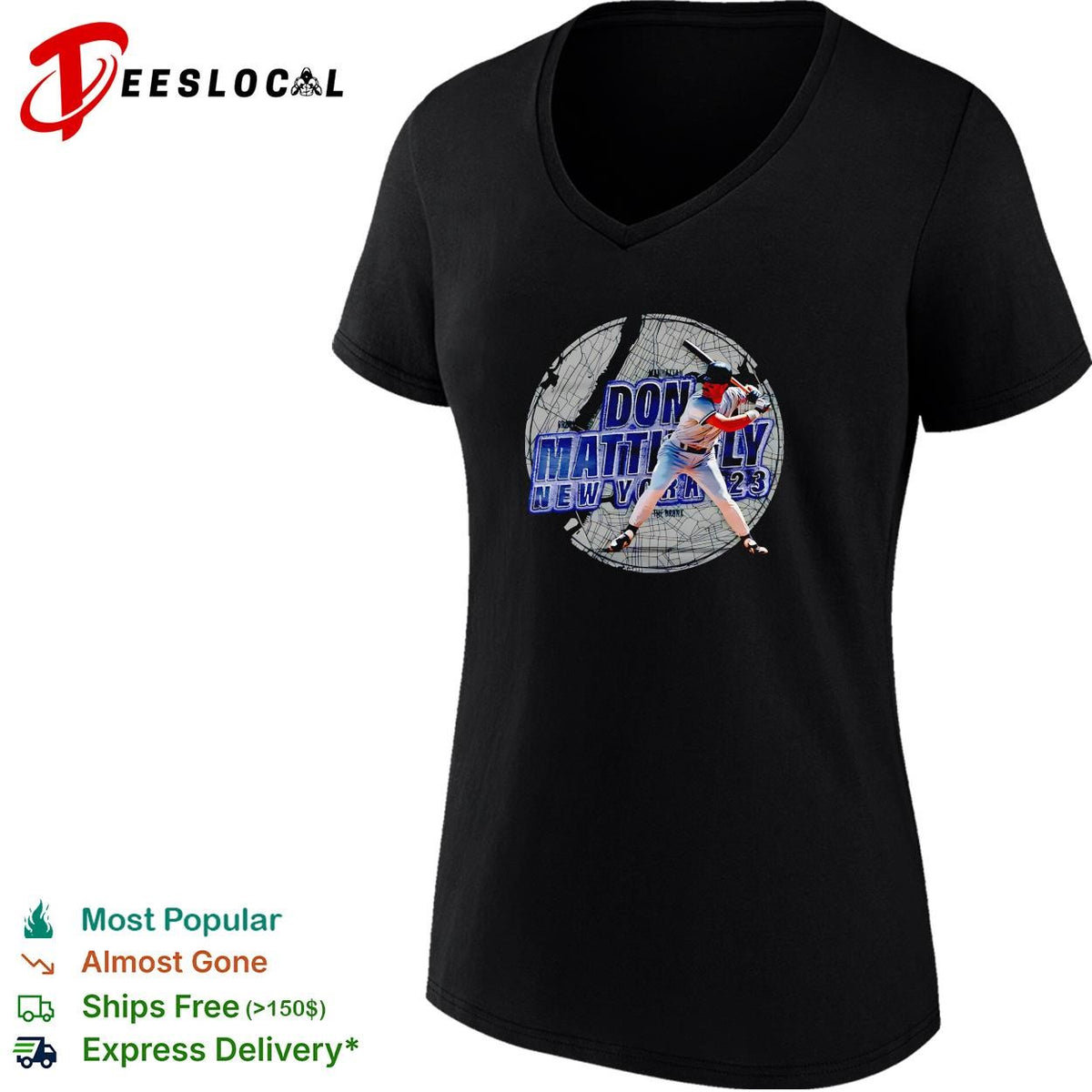 Don Mattingly New York Yankees batting stadium graphic shirt