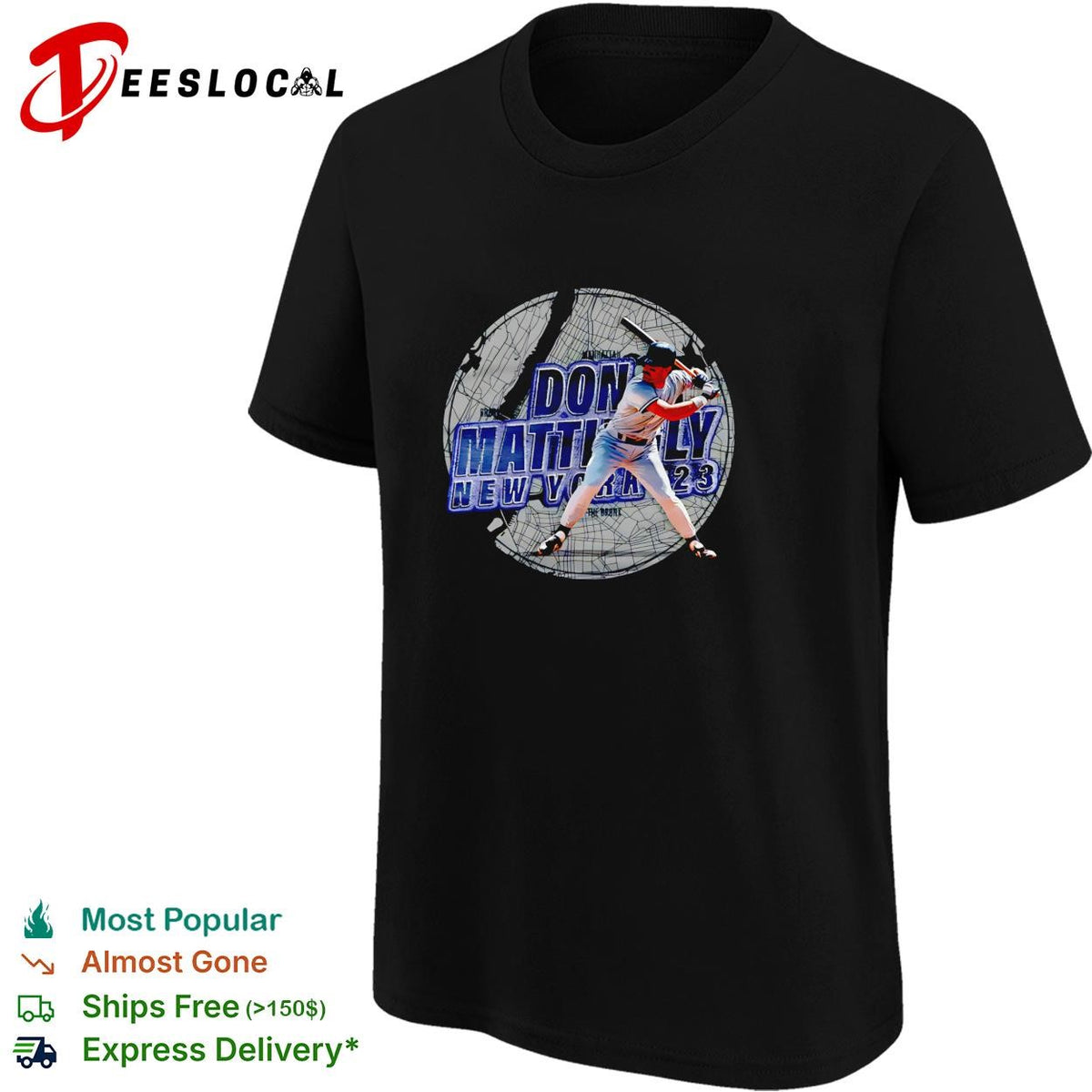 Don Mattingly New York Yankees batting stadium graphic shirt