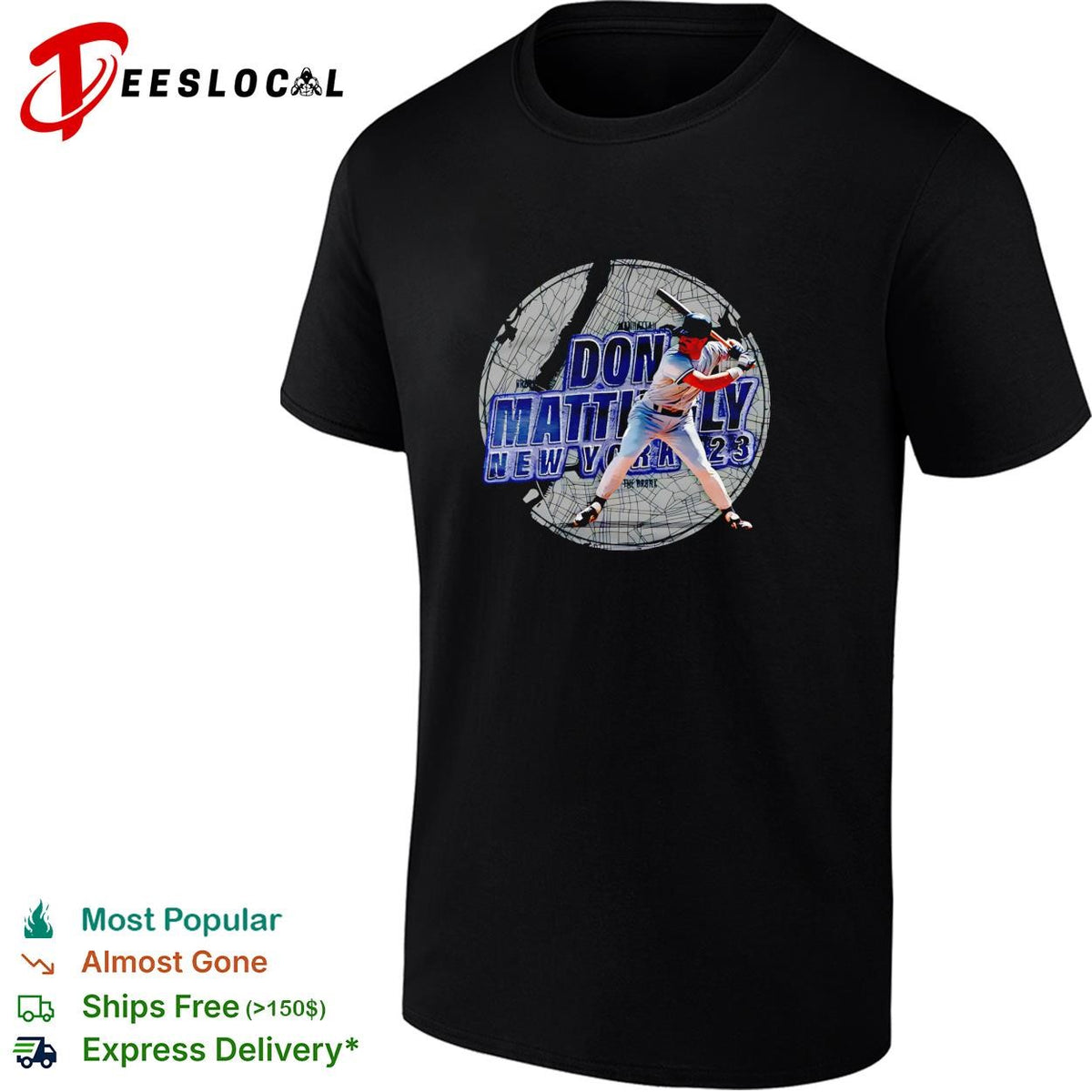 Don Mattingly New York Yankees batting stadium graphic shirt