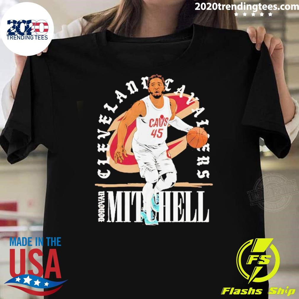 Donovan Mitchell Dribbling Shield Cleveland Cavaliers Graphic Shirt
