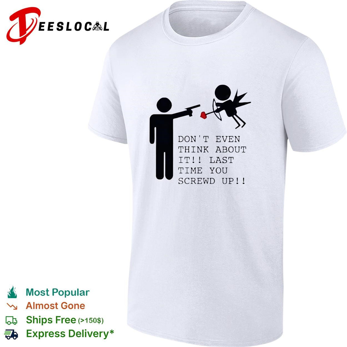 Don’t even think about it cupid stick figure humor shirt