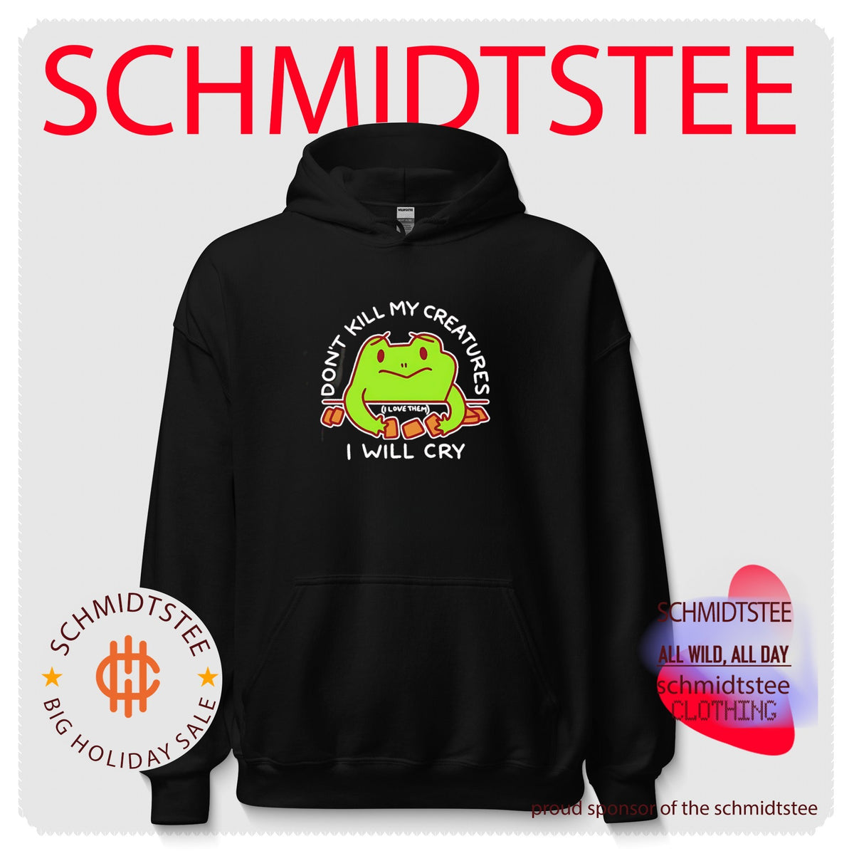 Don’t kill my creatures I will cry i love them sad cartoon frog playin card shirt