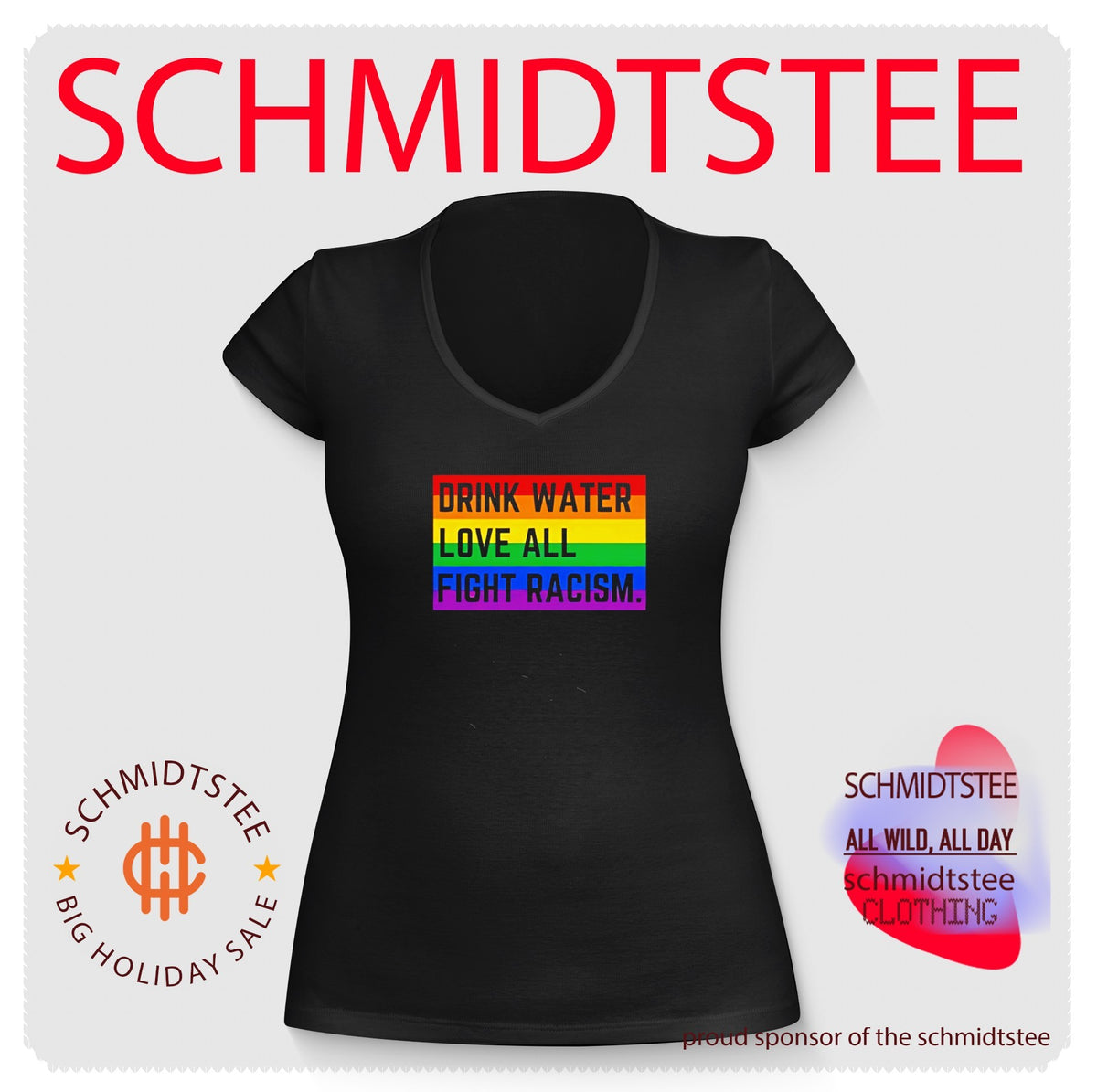 Drink water love all fight racism rainbow pride flag shirt