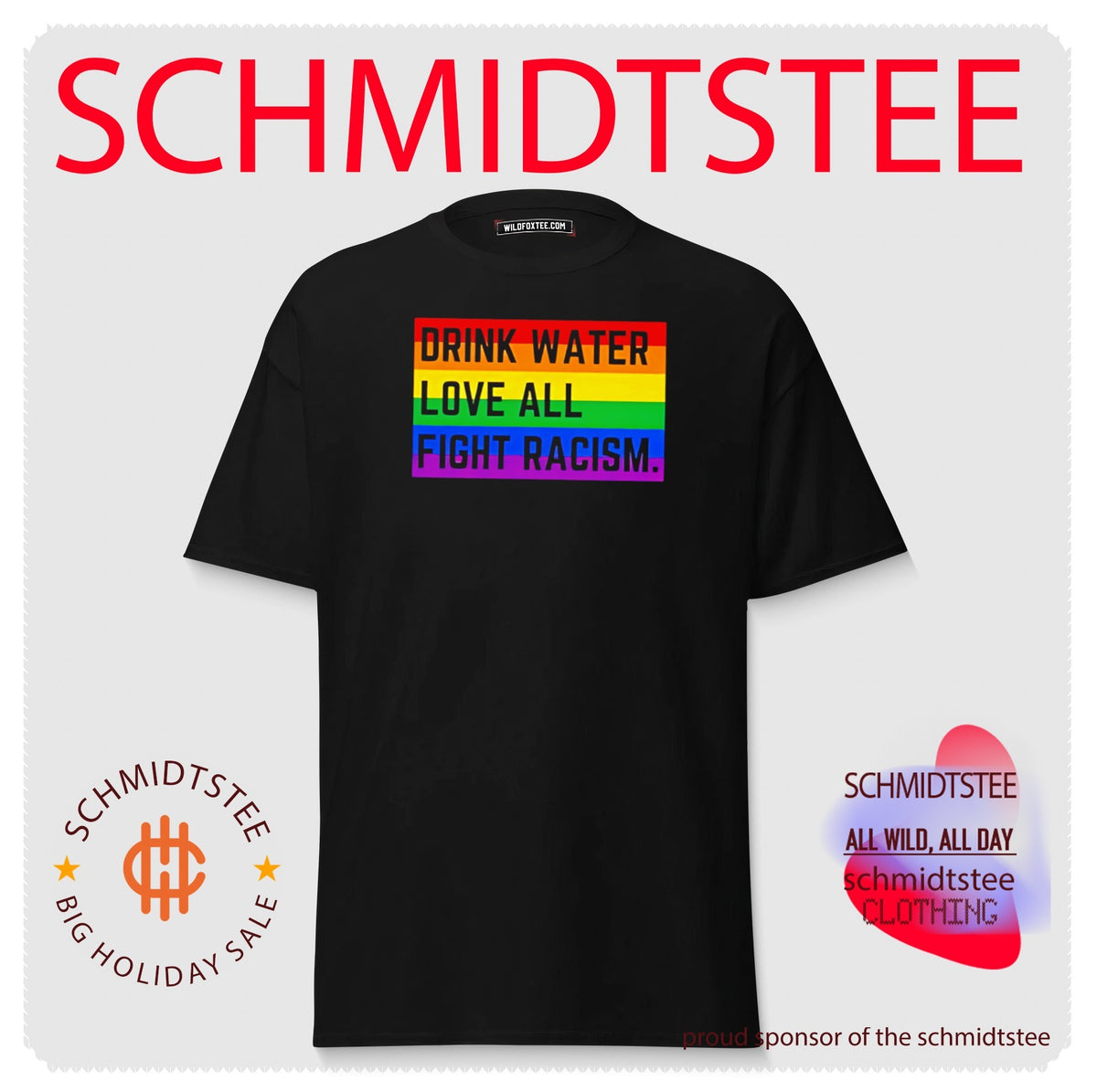 Drink water love all fight racism rainbow pride flag shirt