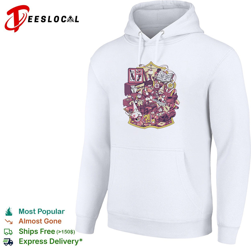 Dungeons and Dragons cozy room chaos tabletop RPG scene illustrated art shirt