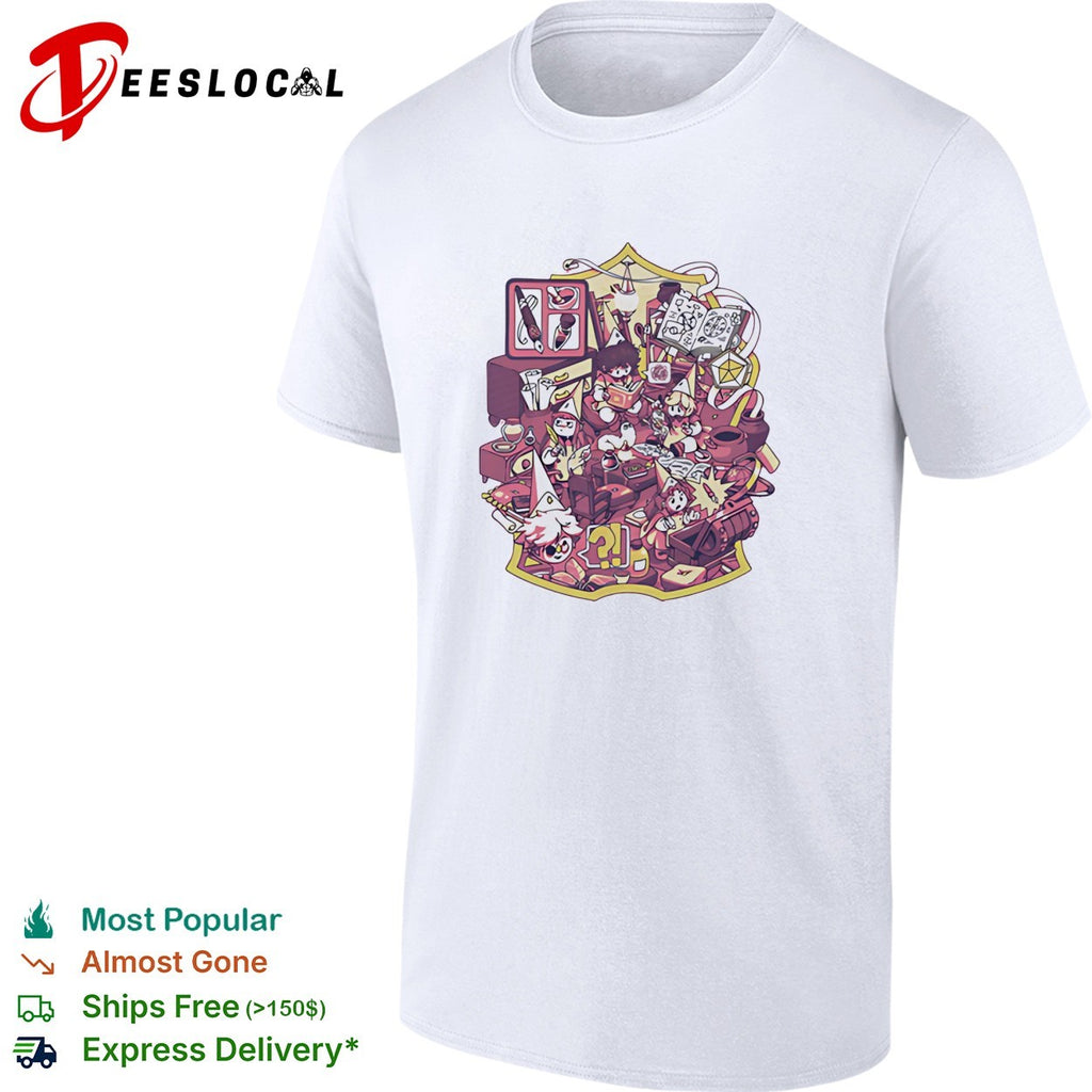 Dungeons and Dragons cozy room chaos tabletop RPG scene illustrated art shirt