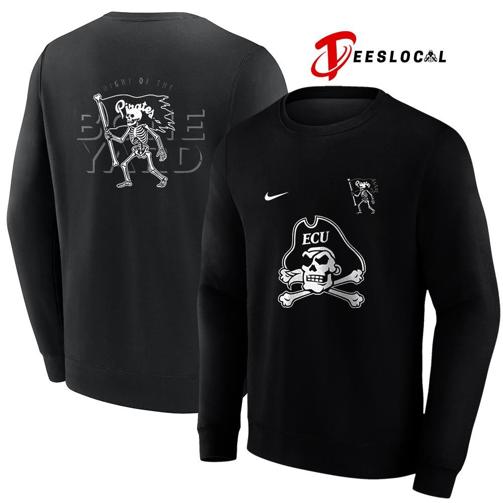 ECUbasketballnightoftheboneyardskeletonlogoshirt