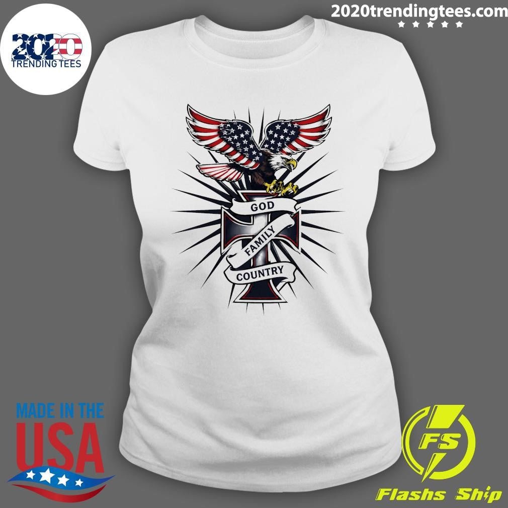 Eagle Patriot American Flag God Family Country Tee Shirt