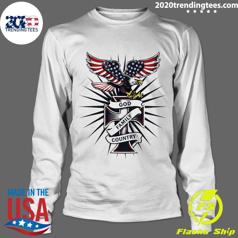 Eagle Patriot American Flag God Family Country Tee Shirt
