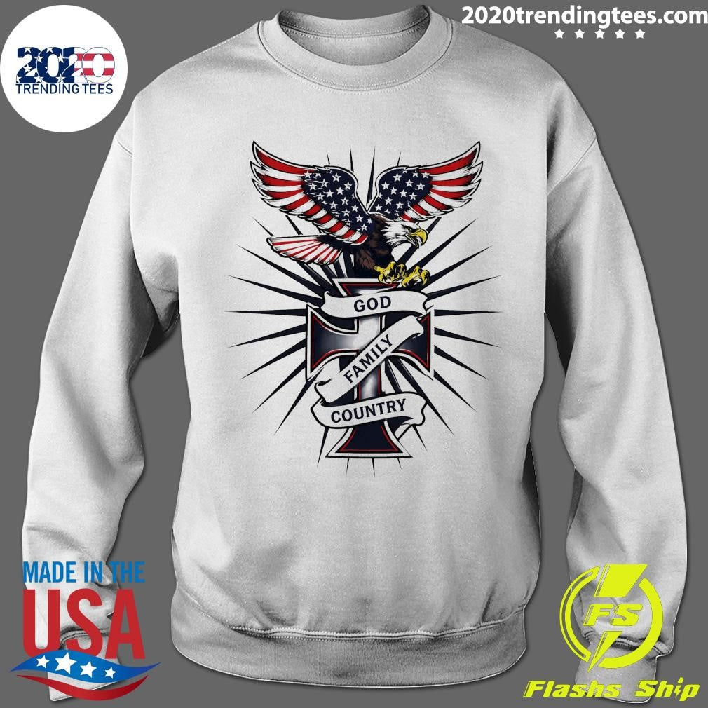 Eagle Patriot American Flag God Family Country Tee Shirt
