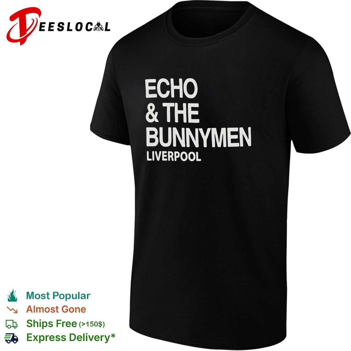 Echo and the Bunnymen Liverpool bold typography shirt