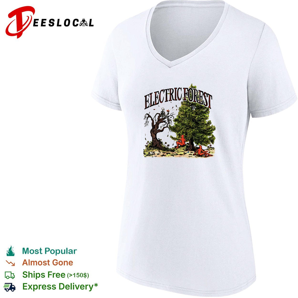 Electric Forest dead tree and pine tree nature shirt