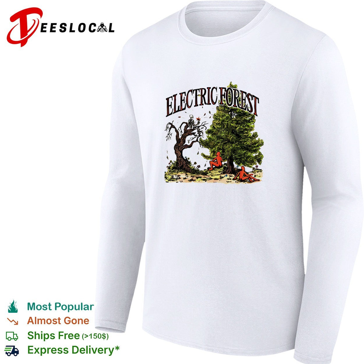 Electric Forest dead tree and pine tree nature shirt