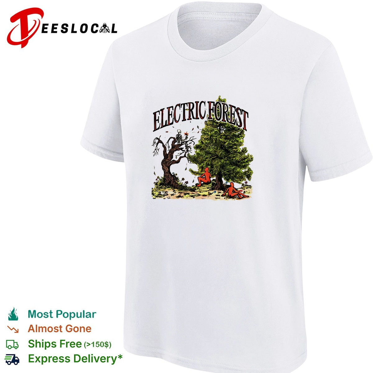 Electric Forest dead tree and pine tree nature shirt