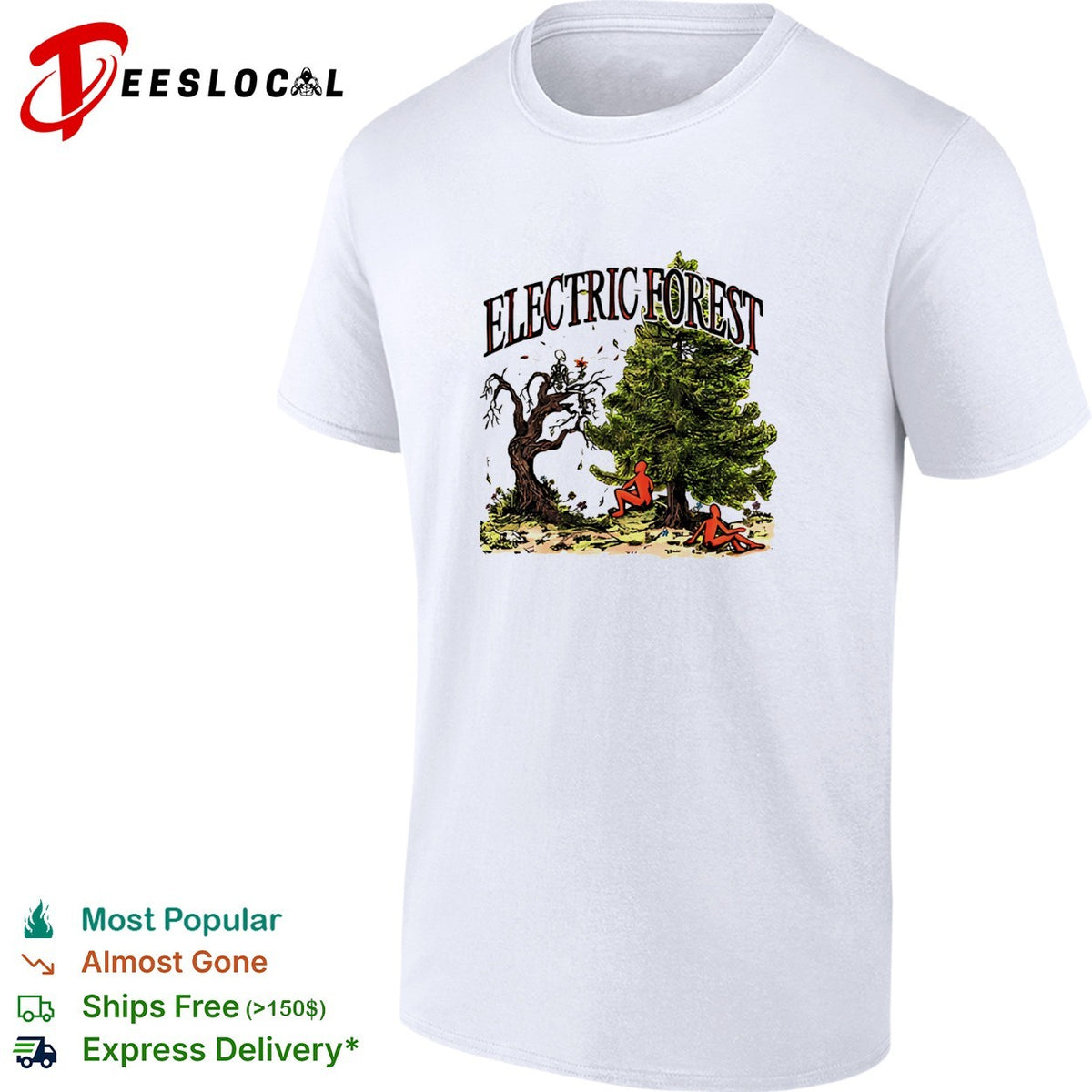 Electric Forest dead tree and pine tree nature shirt