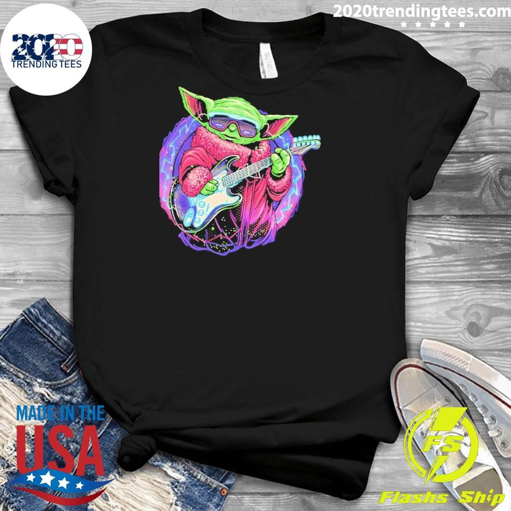 Electric Galaxy Grogu With A Guitar Shirt
