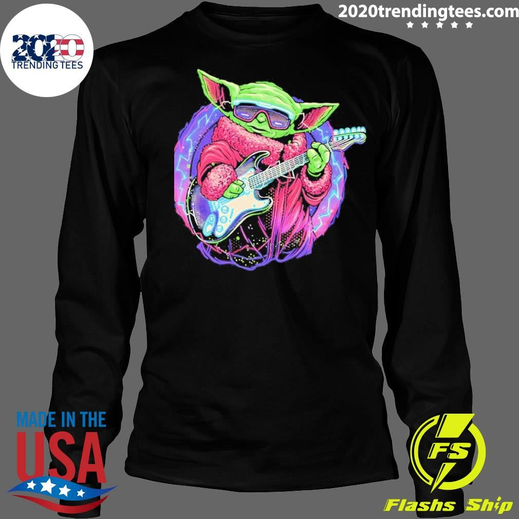Electric Galaxy Grogu With A Guitar Shirt