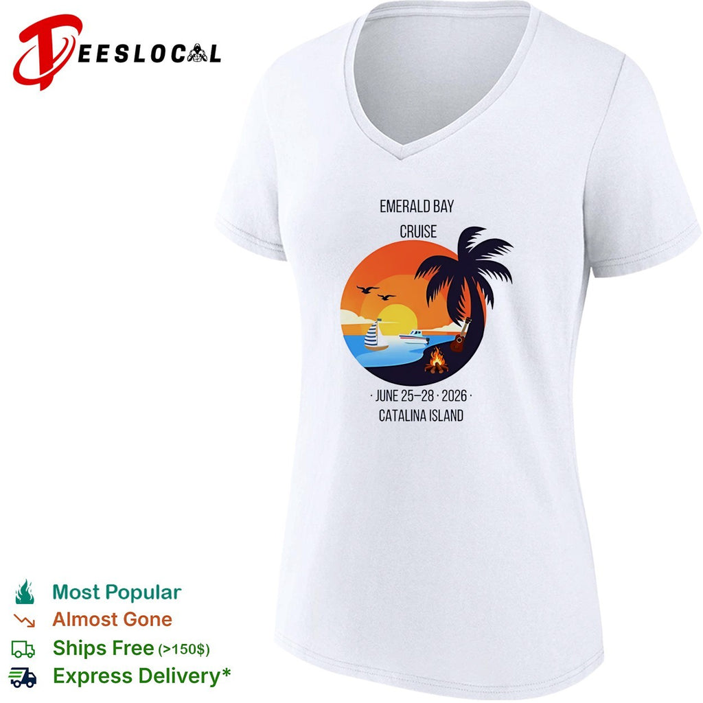 Emerald Bay Cruise June 25 28 2026 Catalina Island sunset palm tree boat bonfire shirt