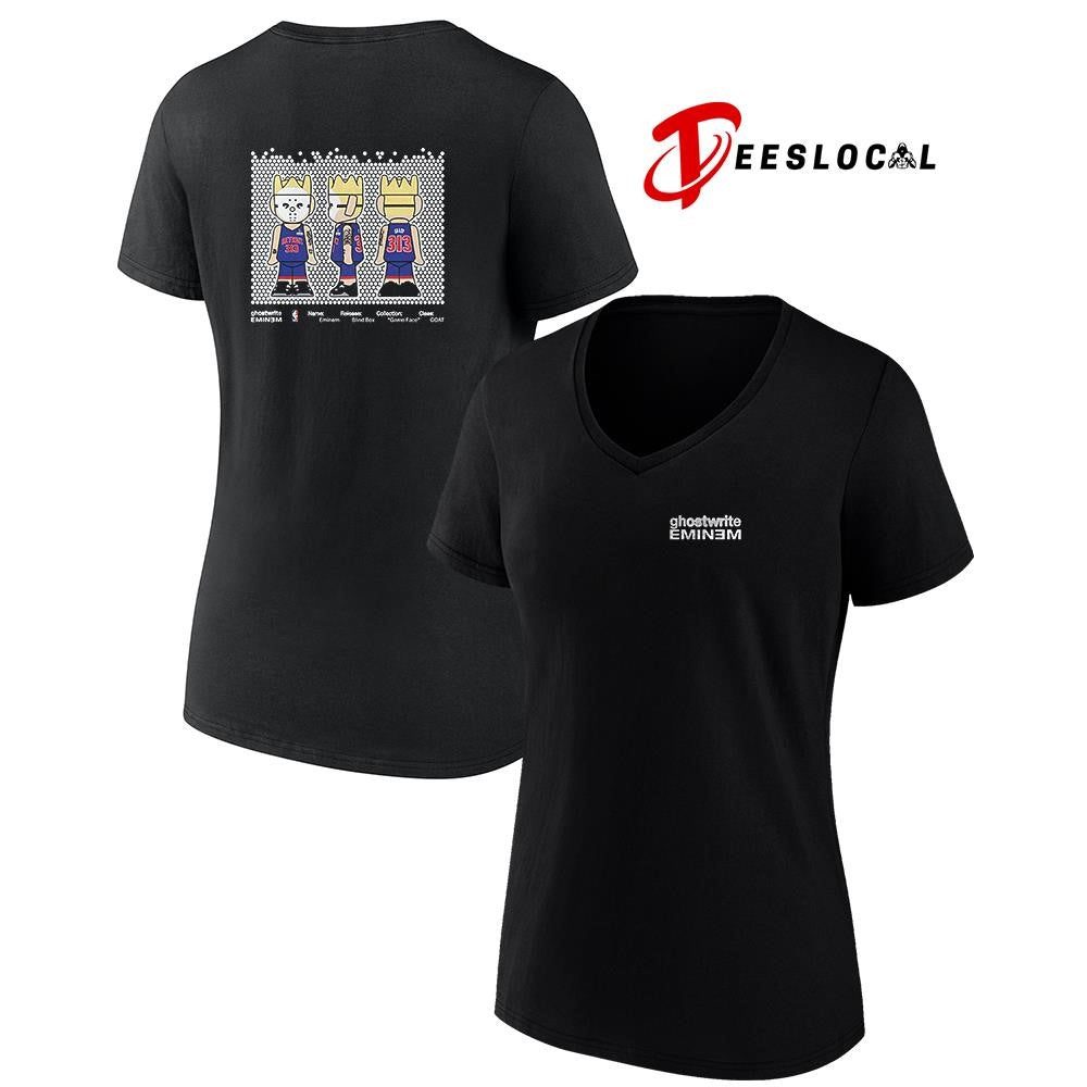 Eminem X NBA X Ghostwrite game face figure art Shady from Detroit Pistons 313 mascot shirt