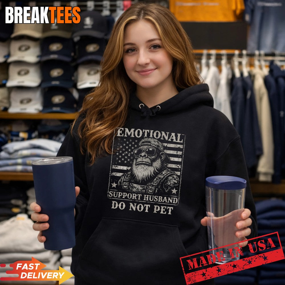 Emotional Support Husband Do Not Pet Funny Monkey Shirt