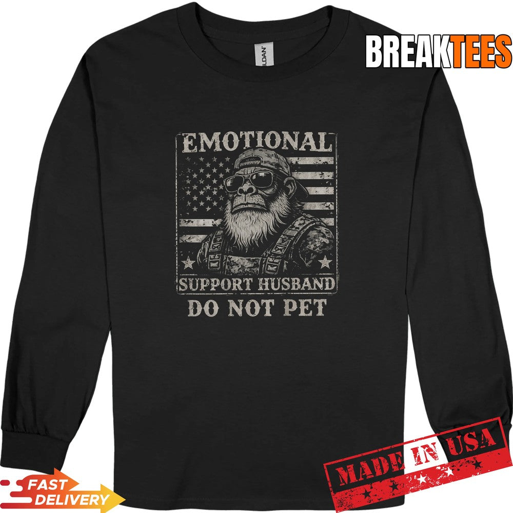 Emotional Support Husband Do Not Pet Funny Monkey Shirt