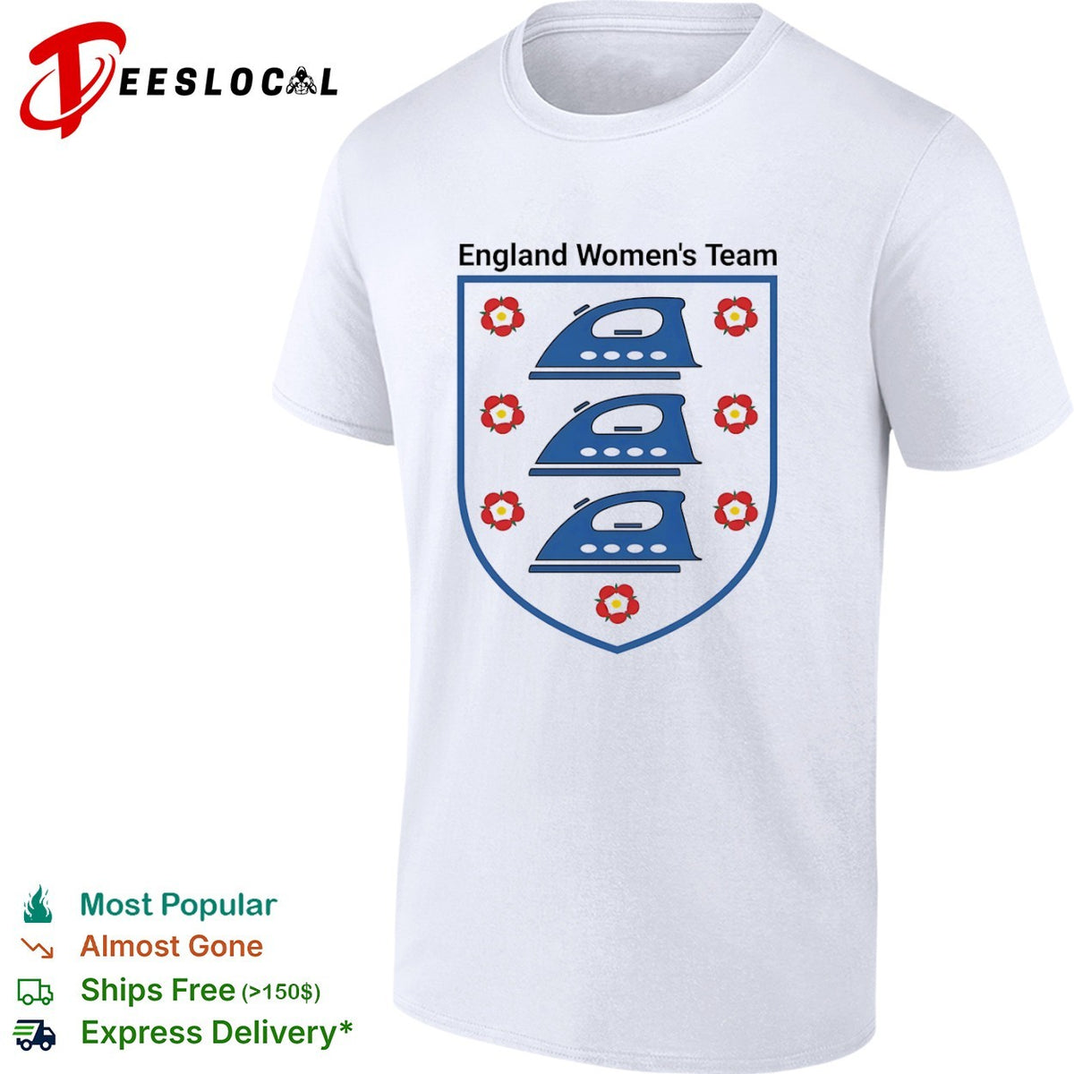England Womens Team Iron Parody Crest England National Football Team Soccer shirt