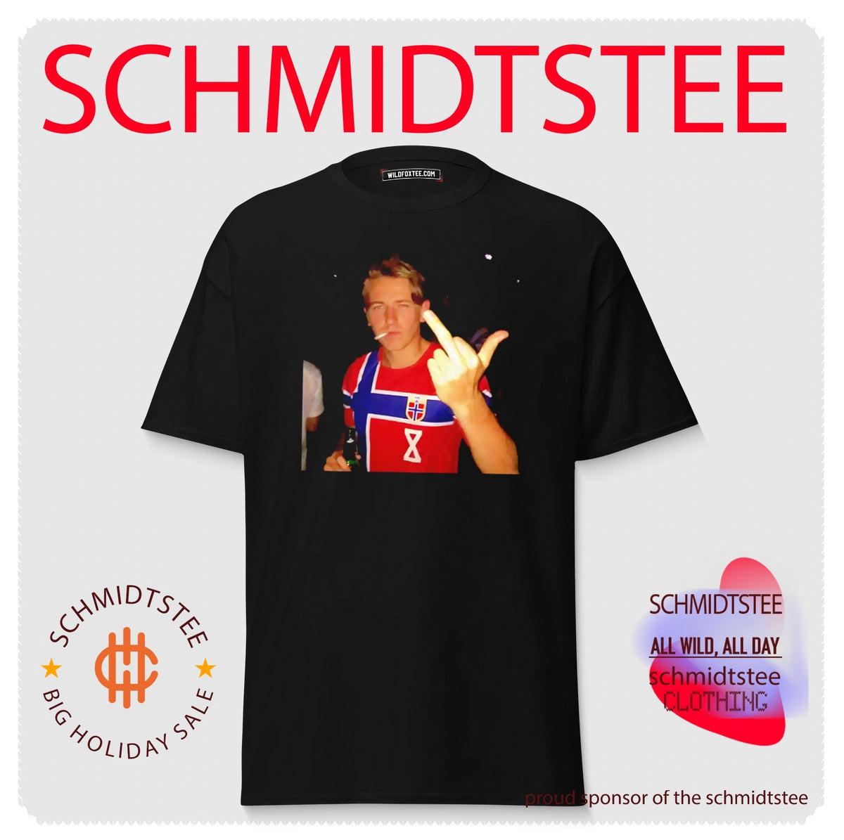 Erling Haaland Norway National Football Team smoking and middle finger shirt