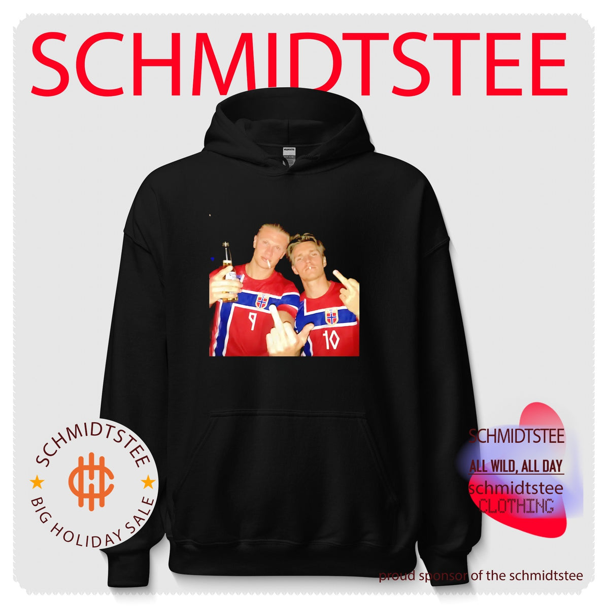 Erling Haaland and Martin Odegaard Norway National Football beer and middle finger shirt
