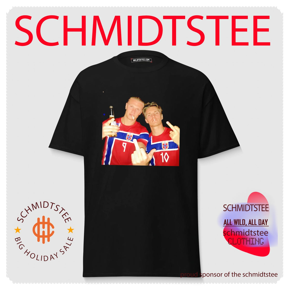 Erling Haaland and Martin Odegaard Norway National Football beer and middle finger shirt