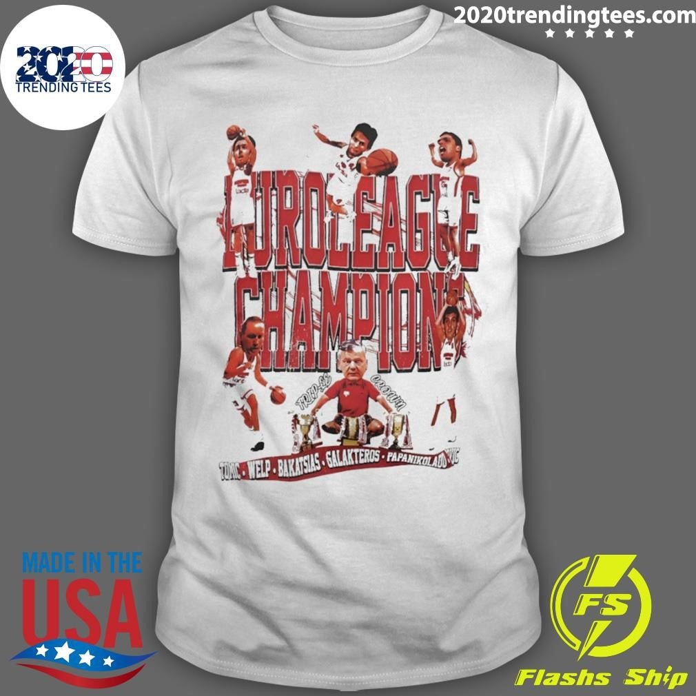 Evan Fournier Wearing Olympiacos B.c Euro League Champions Rome 1997 Shirt