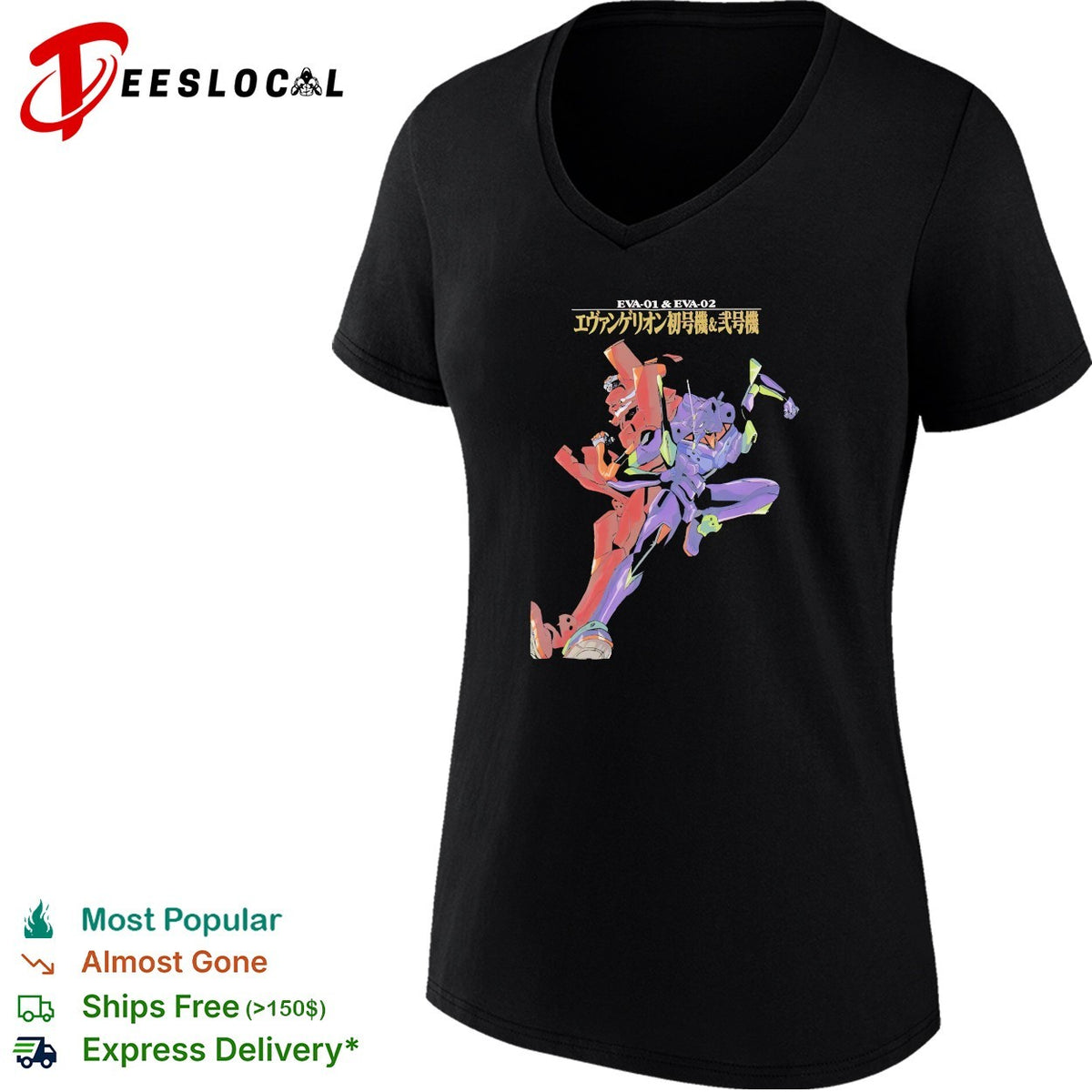 Evangelion Eva 01 and Eva 02 Evangerion Shogoki and Nigoki graphic anime shirt