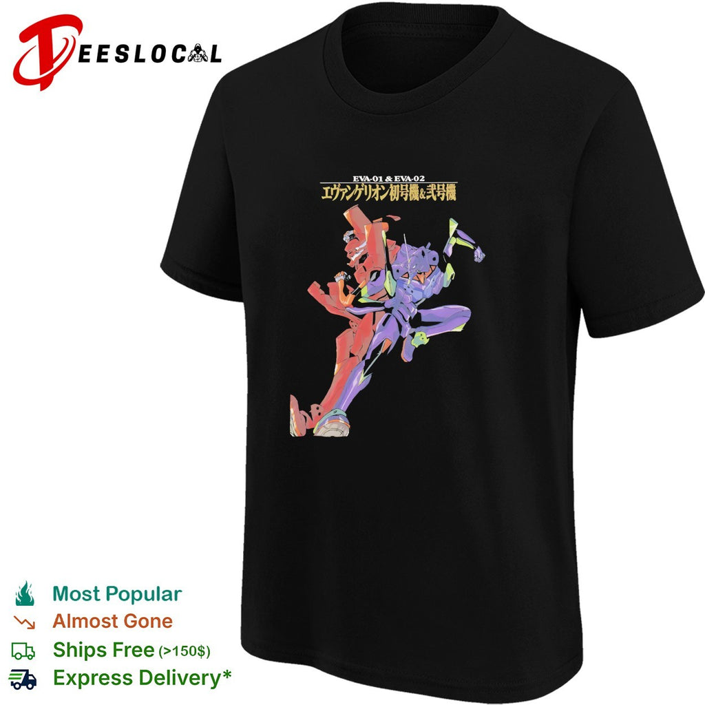 Evangelion Eva 01 and Eva 02 Evangerion Shogoki and Nigoki graphic anime shirt