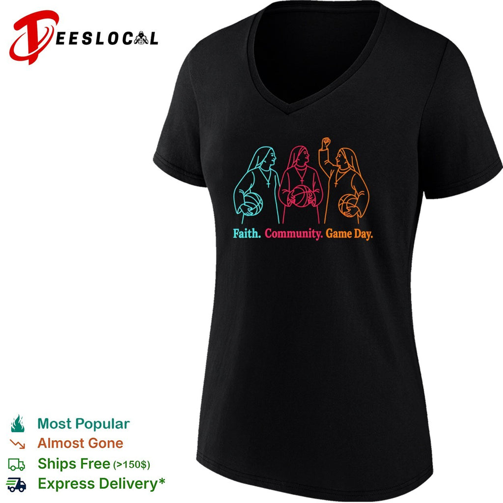 Faith community game day three nuns shirt