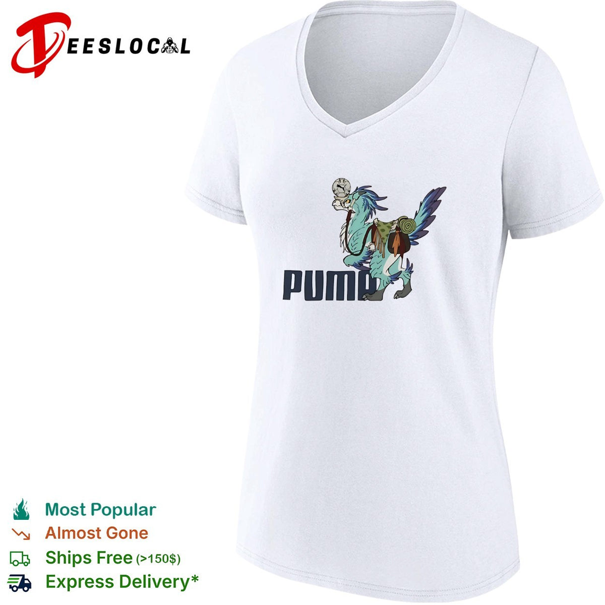 Fantasy bird creature with saddle and gear sports logo shirt