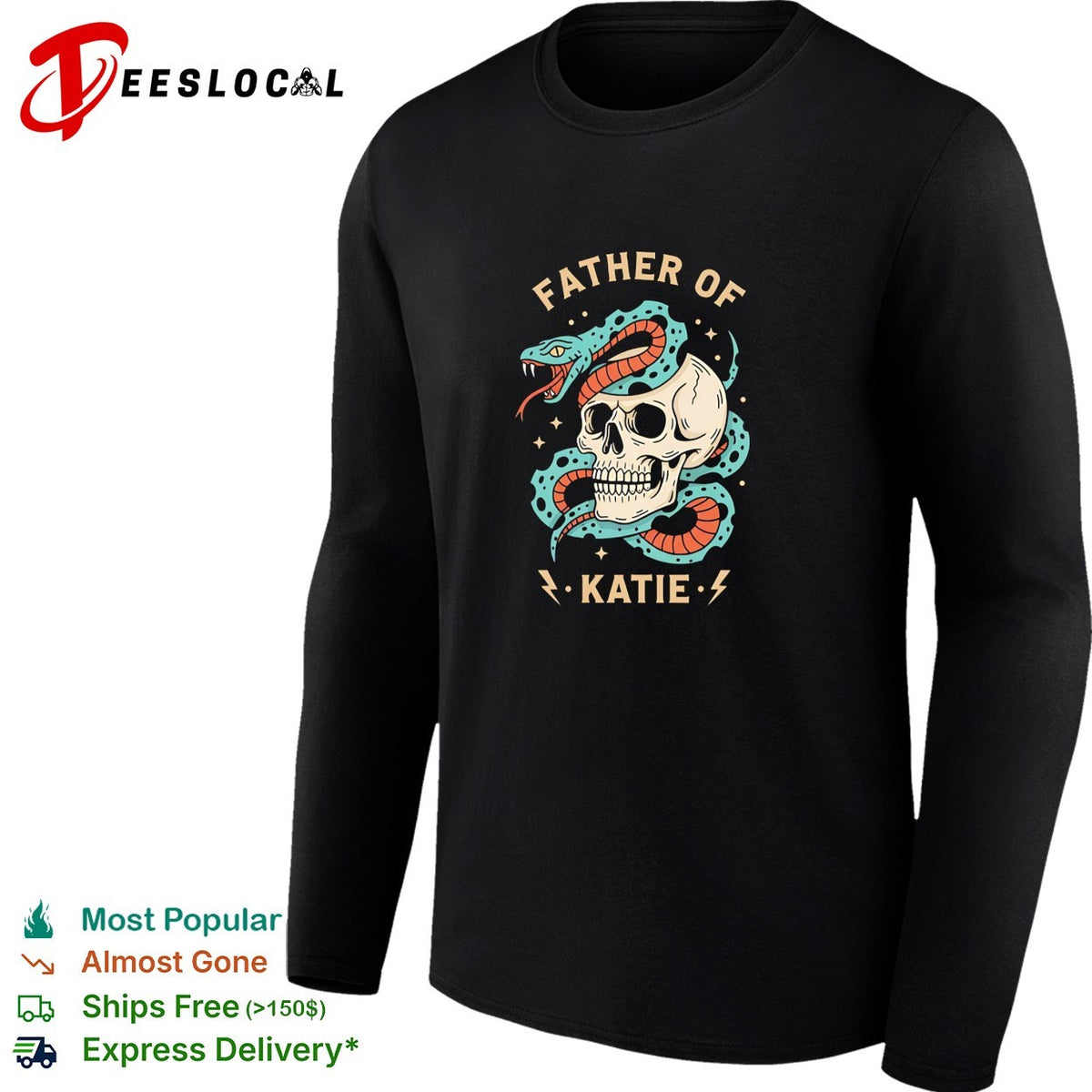 Father of Katie Snake and Skull Gothic Occult Themed Pop Culture Aesthetic shirt
