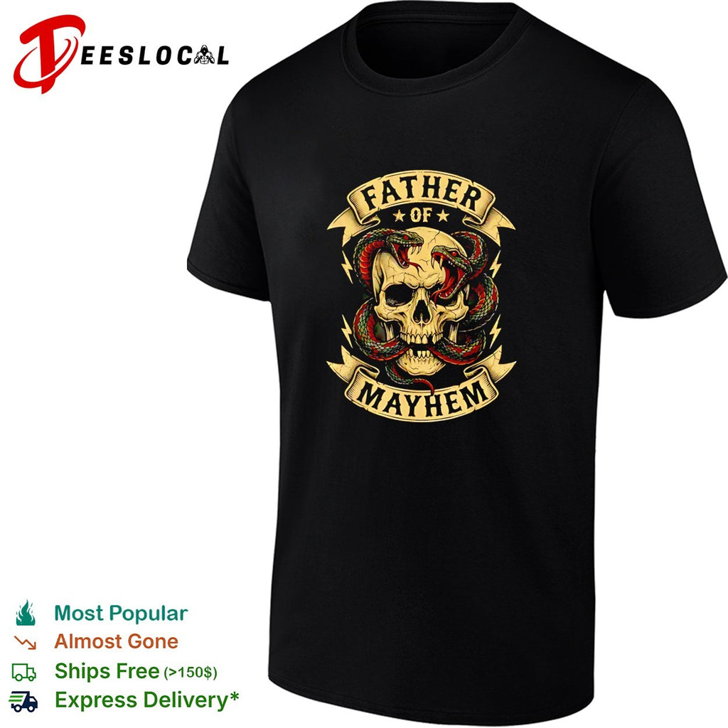 Father of Mayhem Skull and Snakes Gothic Occult Dark Fantasy Illustration shirt