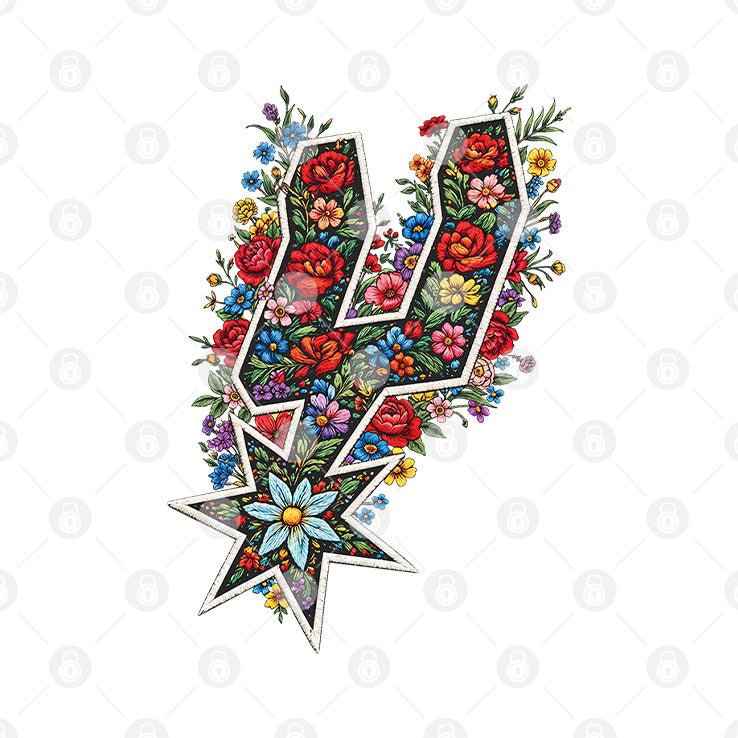 Faux Floral Spurs San Antonio Basketball Shirt