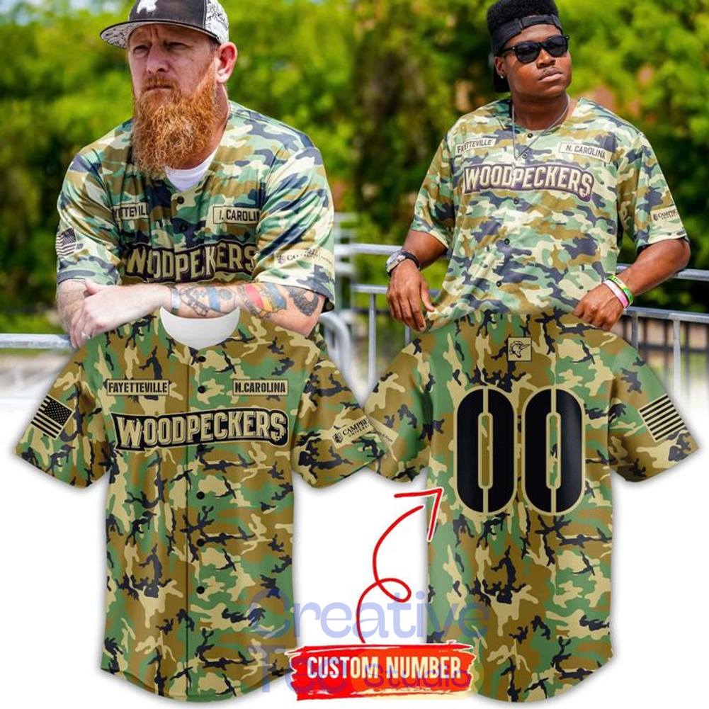 Fayetteville Woodpeckers x Military Appreciation Camo Custom Baseball Jersey