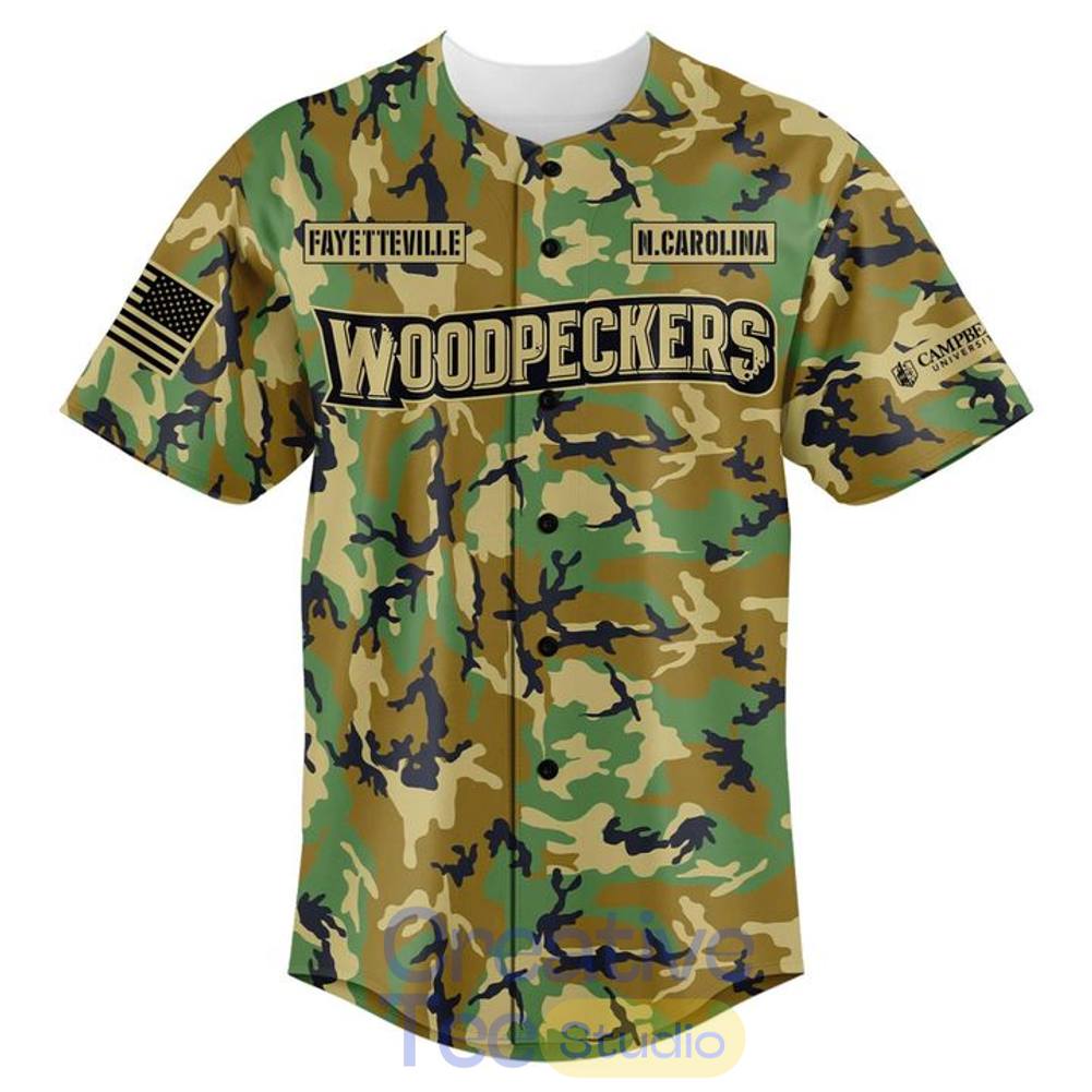 Fayetteville Woodpeckers x Military Appreciation Camo Custom Baseball Jersey