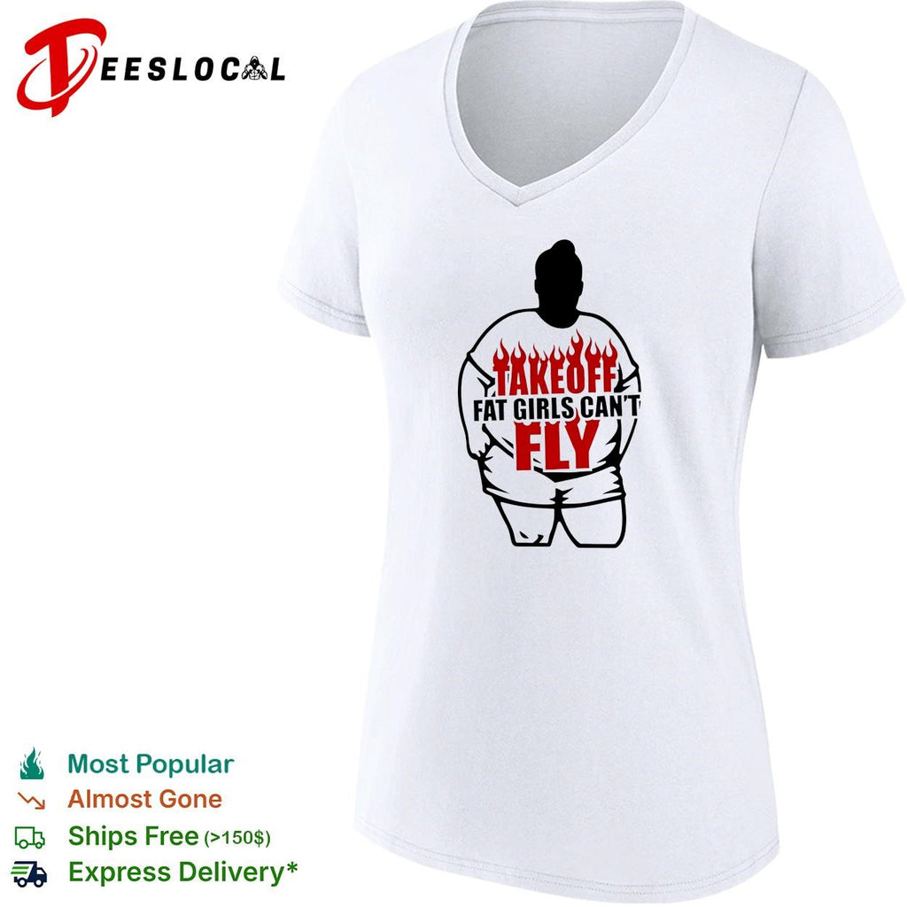Female silhouette takeoff flames bold text edgy humor shirt