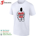 Female silhouette takeoff flames bold text edgy humor shirt