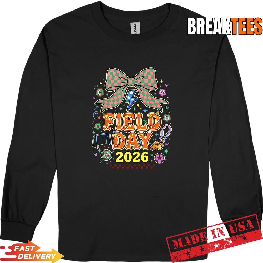 Field Day 2026 Soccer Goal Whistle Pink Green Bow Coquette Shirt
