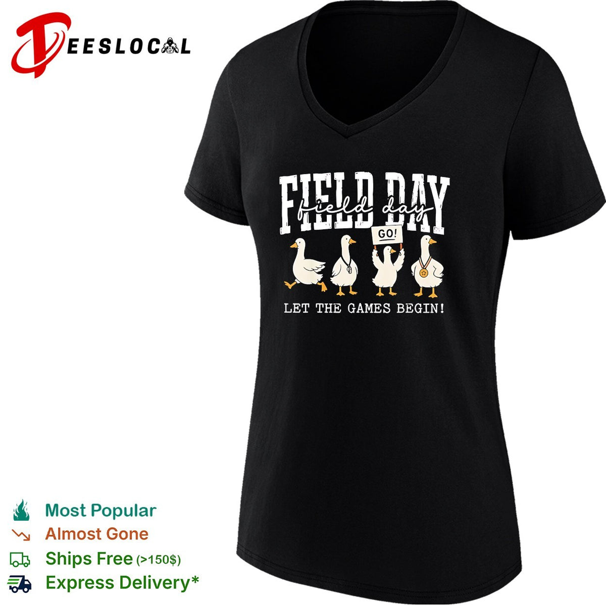 Field Day geese go let the games begin school event cartoon art shirt