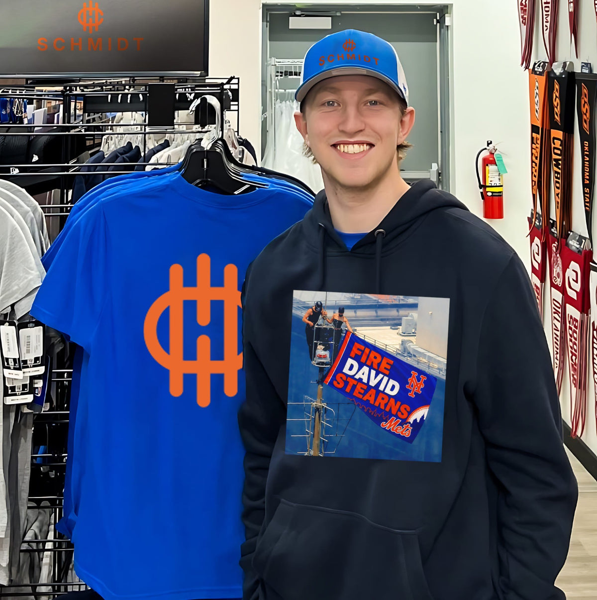 Fire David Stearns New York Mets Flag Empire State Building shirt