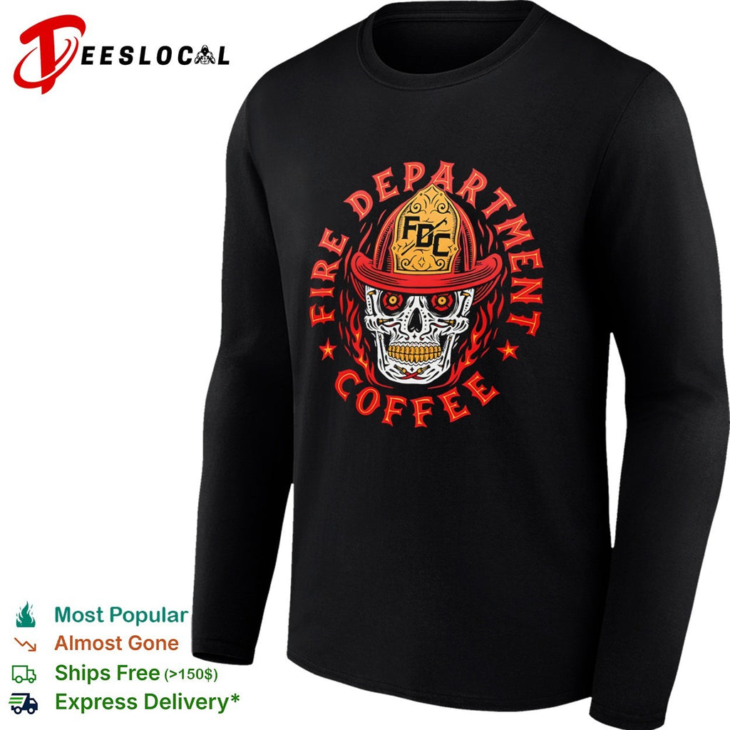 Fire Department Coffee FDC Skull Helmet Logo Fire Department Coffee shirt