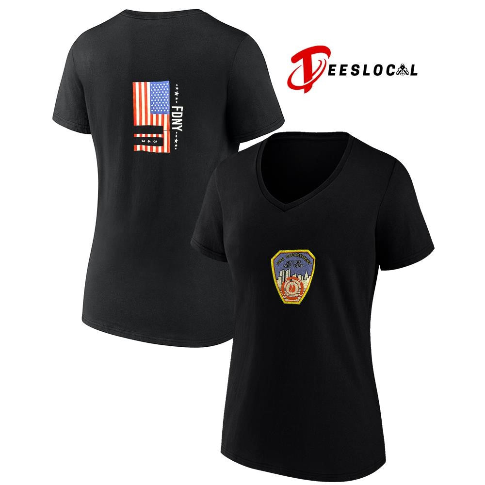 Fire Department city of New York FDNY USA flag logo shirt